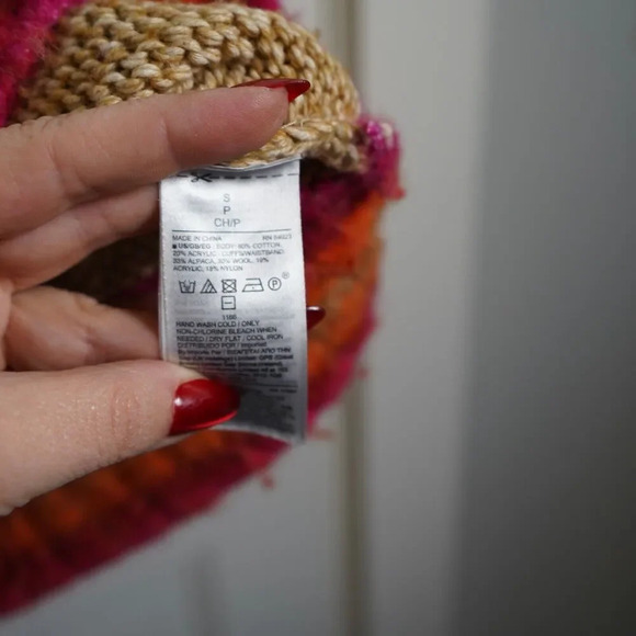 Gap Womens chunky pullover sweater alpaca wool blend size Small Tan Pink orange - Picture 4 of 5